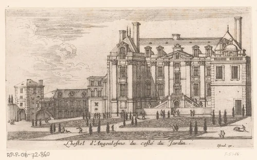 Gezicht op het hôtel d'Angoulême Lamoignon by Israël Silvestre, print, 1652