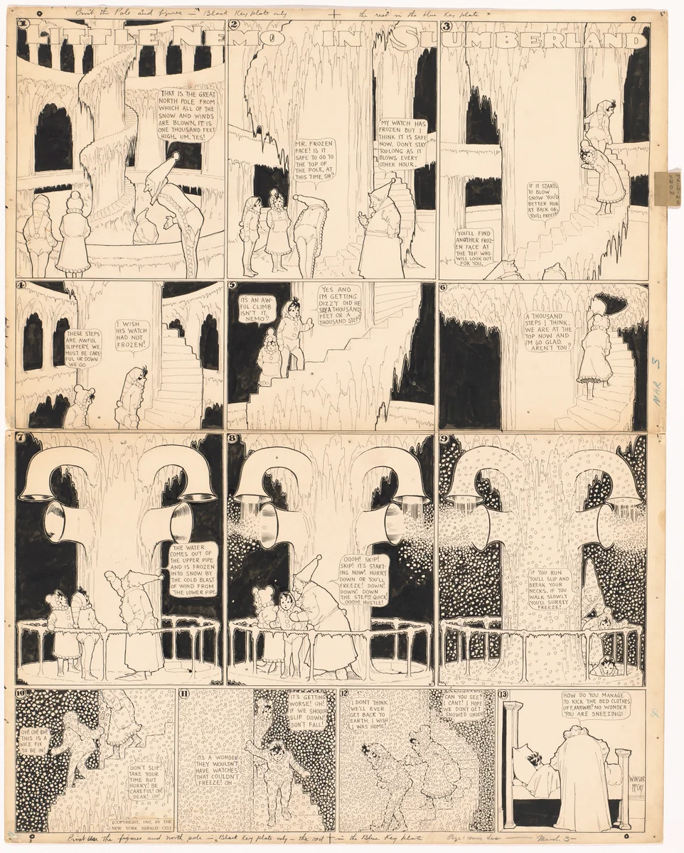 Little Nemo in Slumberland: Climbing the Great North Pole by Winsor McCay, drawing, 1907
