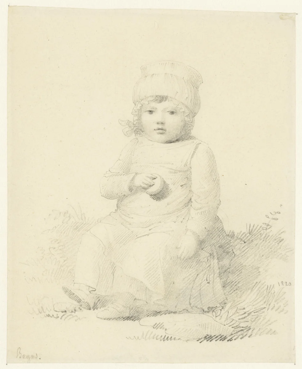 Zittend kind by Karl Begas, drawing, 1820