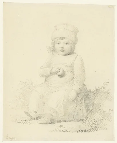 Zittend kind by Karl Begas, drawing, 1820
