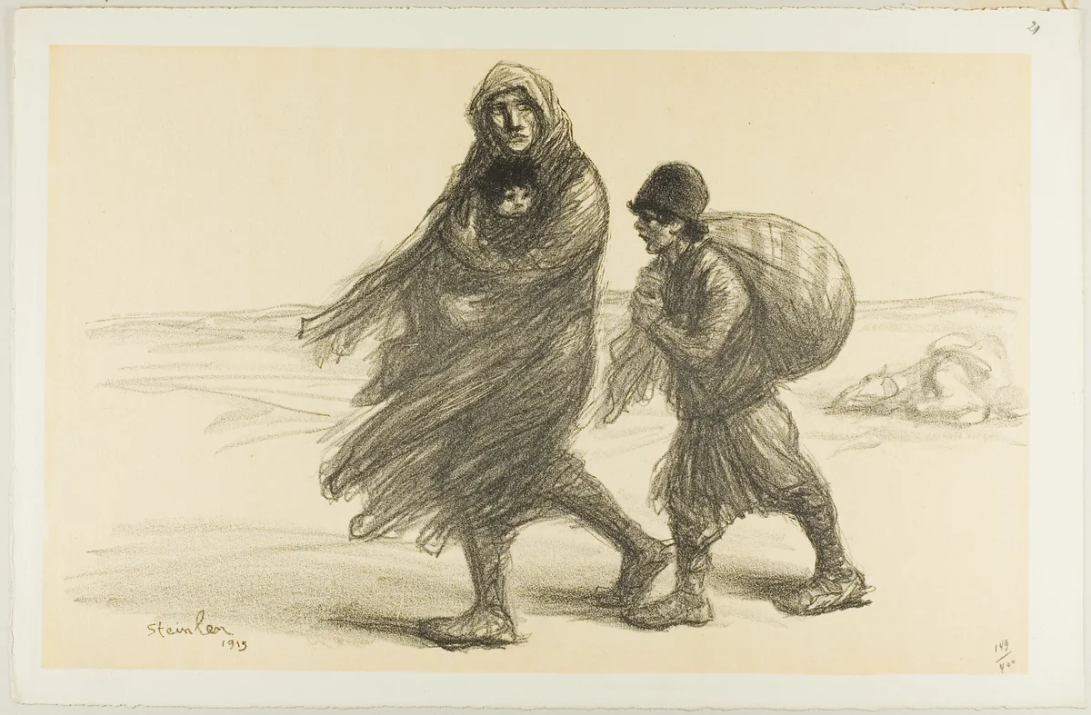 Serbian Exodus, plate twenty-one from Actualités by Théophile Alexandre Steinlen, print, 1915