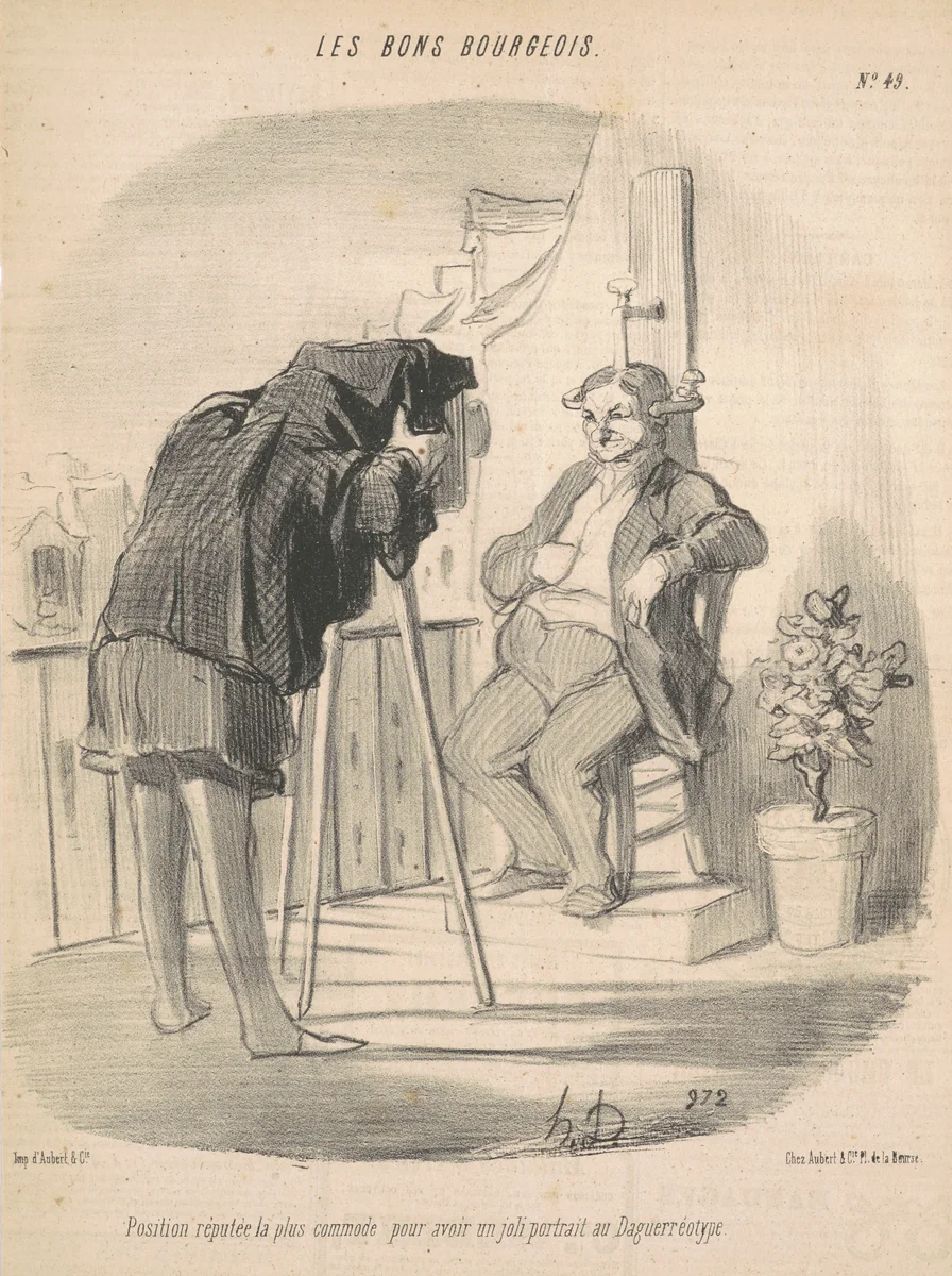 Position réputée la plus commode pour un portrait au daguerréotype by Honoré Daumier, print, 1847
