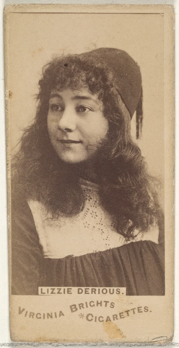 Lizzie Derious, from the Actors and Actresses series (N45, Type 1) for Virginia Brights Cigarettes by Allen & Ginter, photograph, 1885-1891