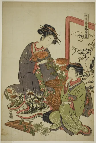 The Ninth Month (Choyo), from the series "A Fashionable Parody of the Five Festivals (Furyu yatsushi gosekku)" by Isoda Koryusai, print, 1771-1789