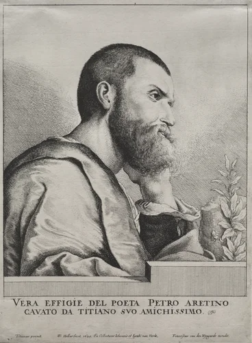 Portrait of Pietro Aretino by Wenceslaus Hollar, print, 1649