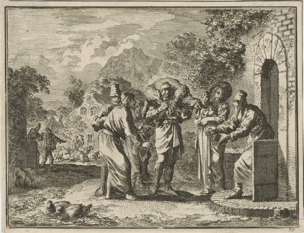 Gelijkenis van het verloren schaap by Jan Luyken, print, 1712
