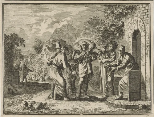 Gelijkenis van het verloren schaap by Jan Luyken, print, 1712