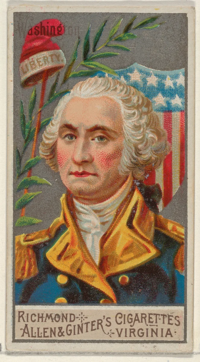 George Washington, from the Great Generals series (N15) for Allen & Ginter Cigarettes Brands by Allen & Ginter, print, 1888