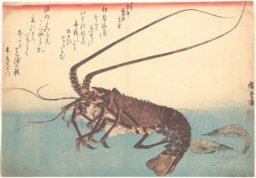 Ise-ebi and Shiba-ebi, from the series Uozukushi (Every Variety of Fish) by Utagawa Hiroshige (歌川広重), print, 1830-1839