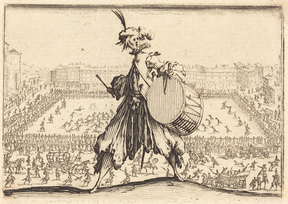 Piazza Santa Croce, Florence by Jacques Callot, print, 1617