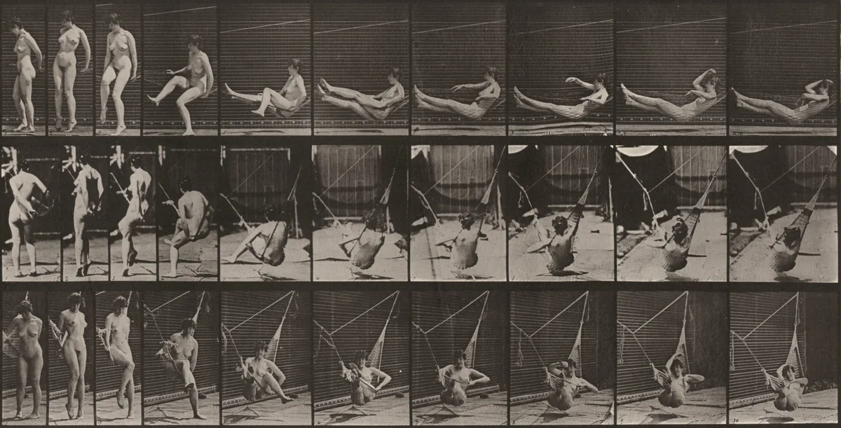 Plate Number 261. Getting into hammock by Eadweard Muybridge, photograph, 1887