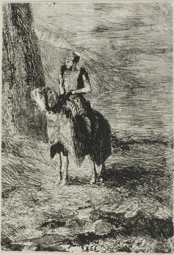 Horseman Waiting by Odilon Redon, print, 1866