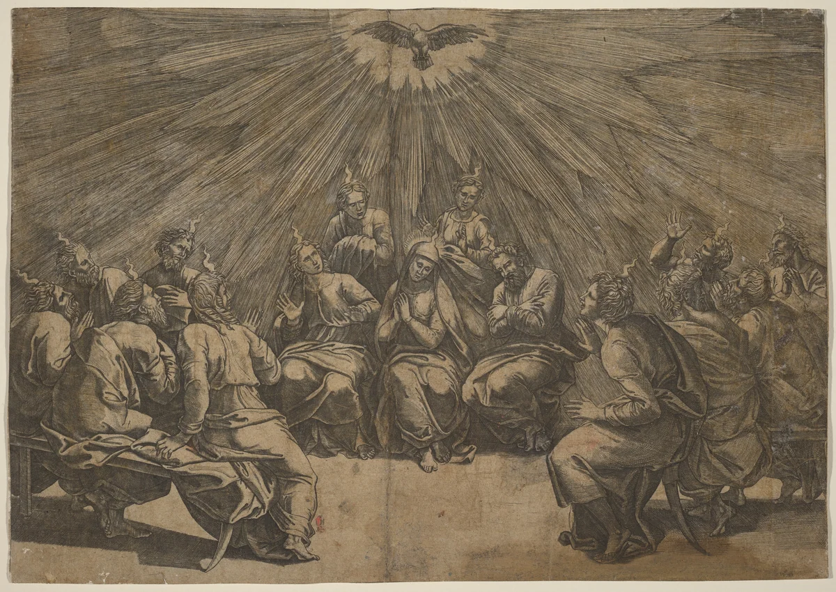Pentecost by Gian Jacopo Caraglio, print, 1505-1565
