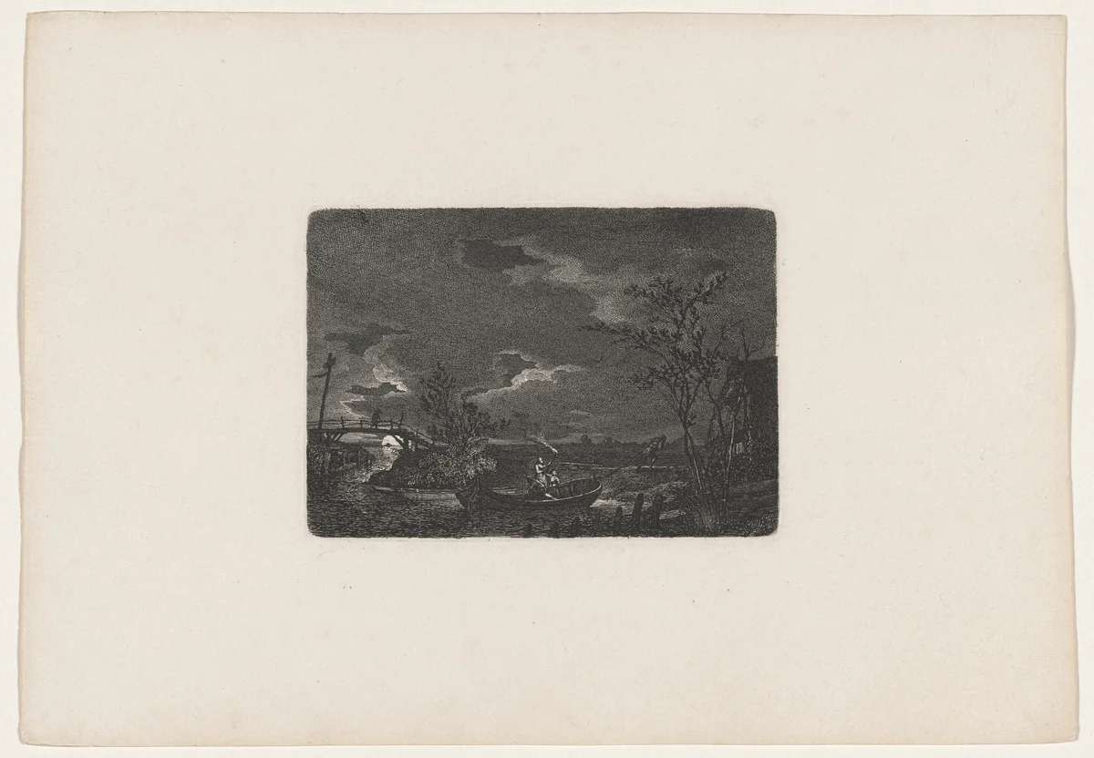 Night-Time Boat Ride by Carl August Lebschée; Johannes M. von Hermann, print, 1828