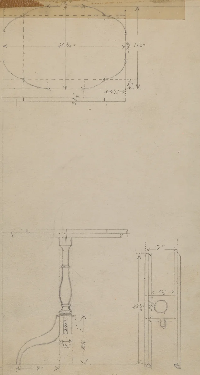 Drawing of Table by Hans Westendorff, index of american design, 1936