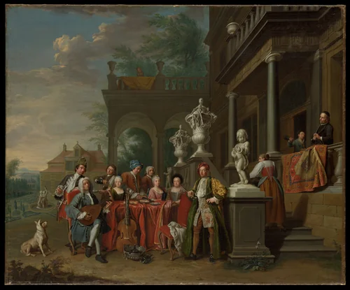 A Musical Gathering at the Court of the Elector Karl Albrecht of Bavaria by Peter Jacob Horemans, painting, 1730