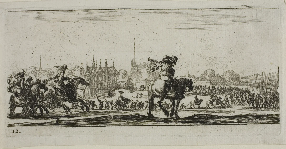 Plate Twelve from Drawings of Several Movements by Soldiers by Stefano della Bella, print, 1644