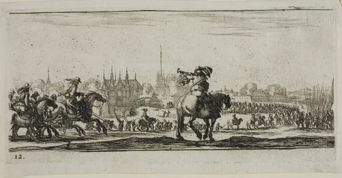 Plate Twelve from Drawings of Several Movements by Soldiers by Stefano della Bella, print, 1644