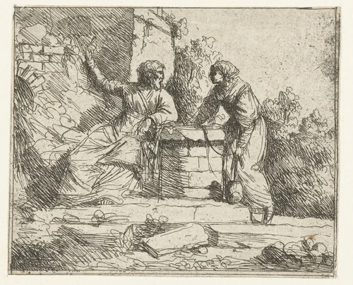 Christus en de Samaritaanse vrouw by Jan Lievens, print, 1625-1674