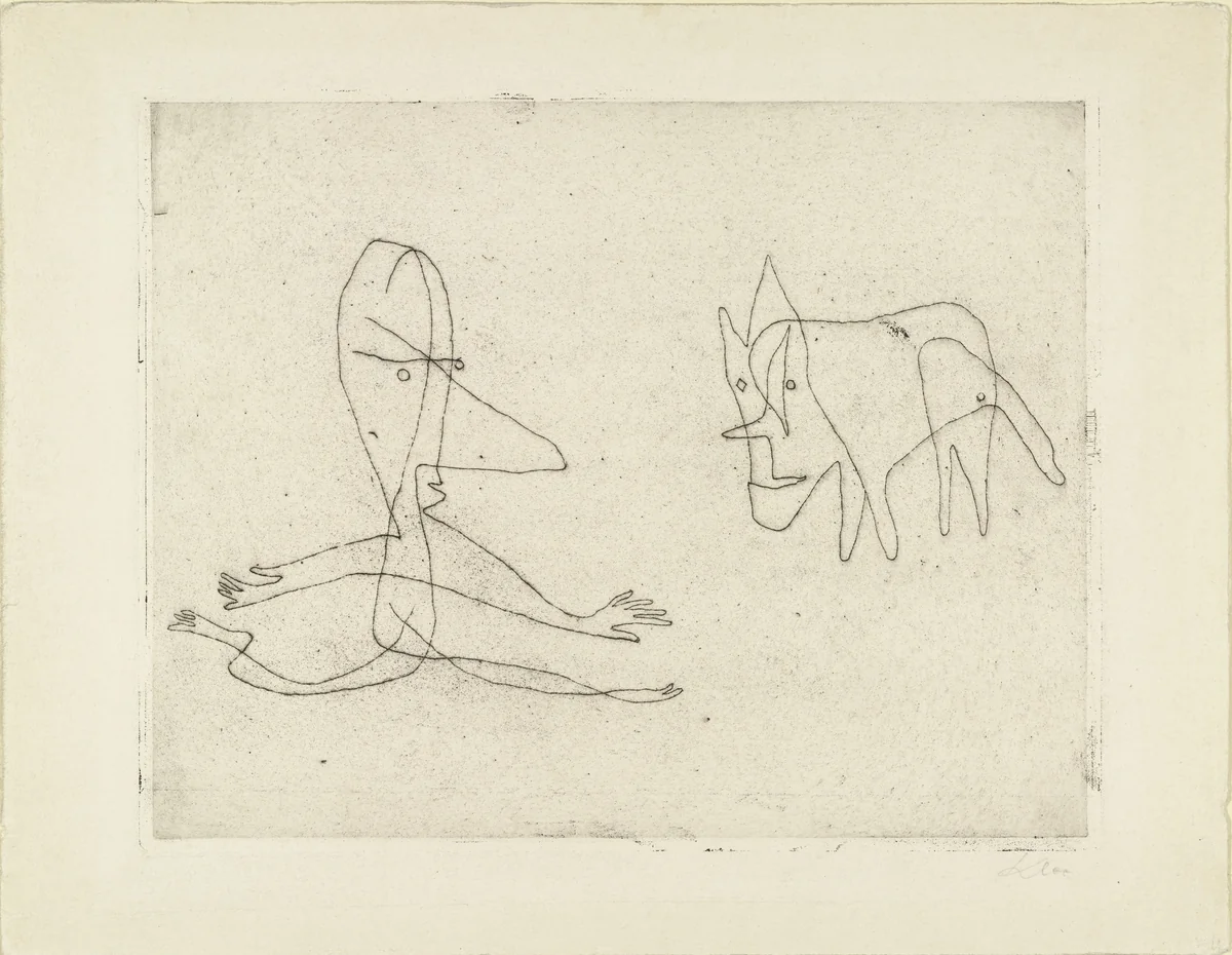 Why Does He Run? (Was läuft er?) by Paul Klee, print, 1932