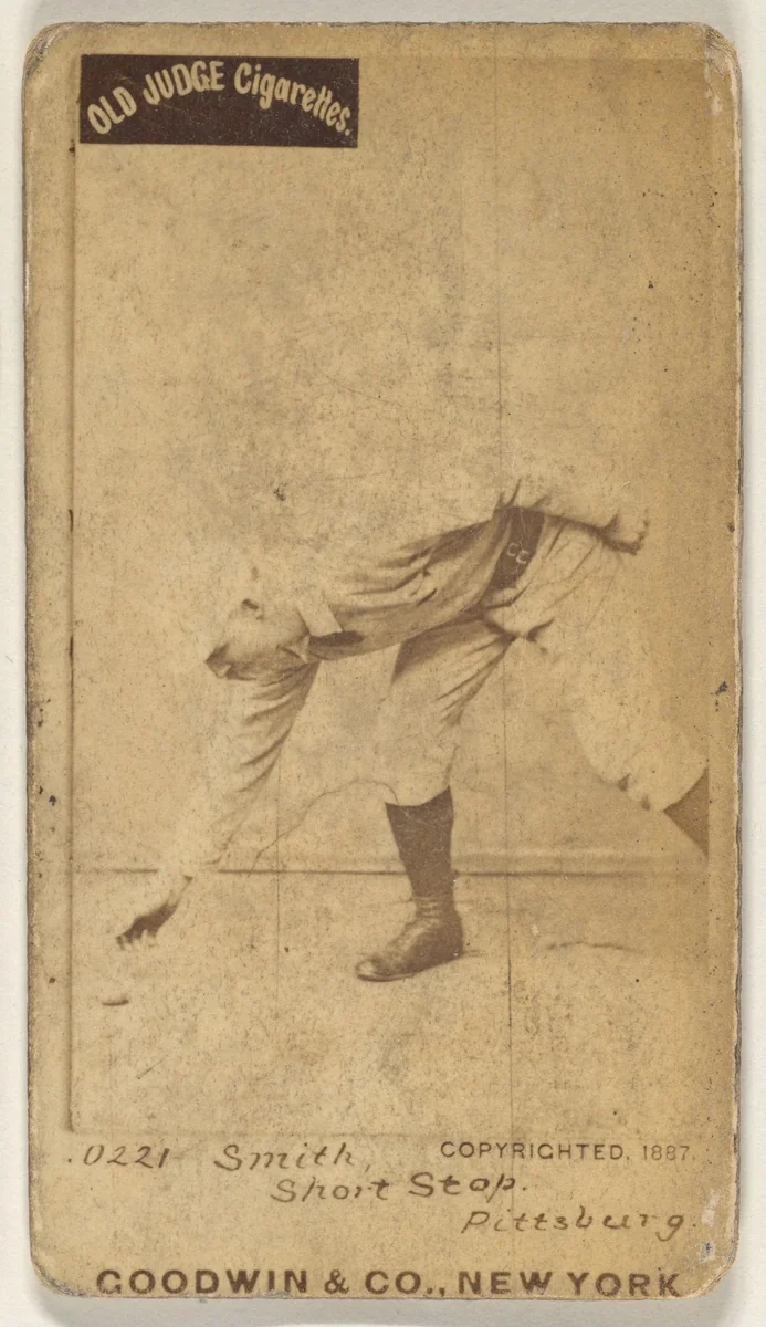 Charles Marv "Pop" Smith, Shortstop, Pittsburgh, from the Old Judge series (N172) for Old Judge Cigarettes by Goodwin & Company, photograph, 1887