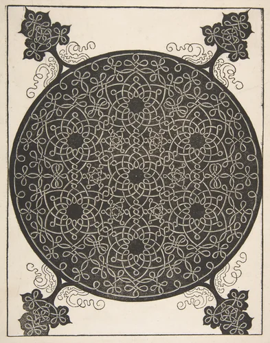 Embroidery Pattern with Seven Six-pointed Stars and Four Corner Pieces by Albrecht Dürer, print, 1500-1521