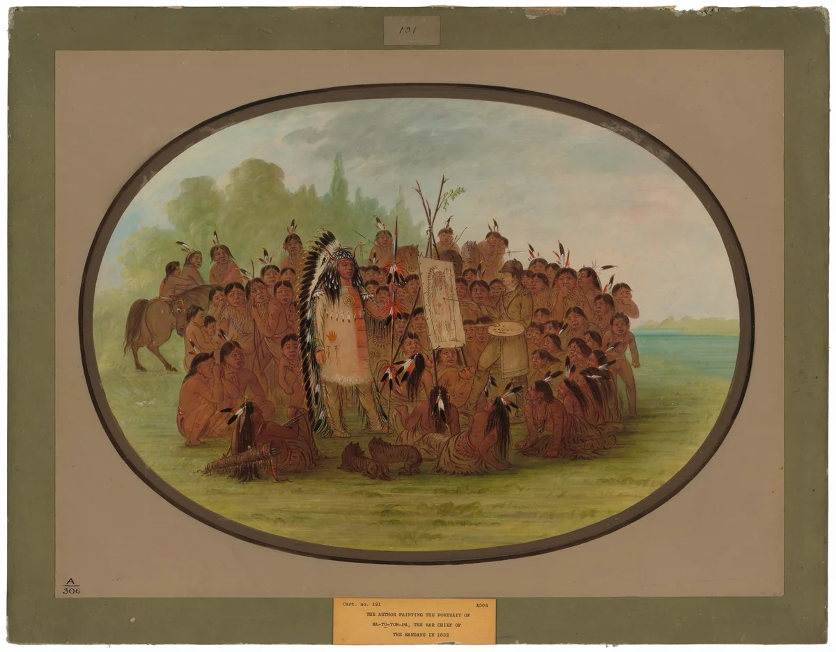 Catlin Painting the Portrait of Mah-to-toh-pa - Mandan by George Catlin, painting, 1861-1869