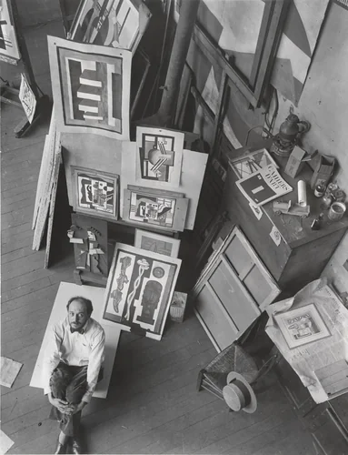 Leger's Studio with Assistant by André Kertész, photograph, 1927