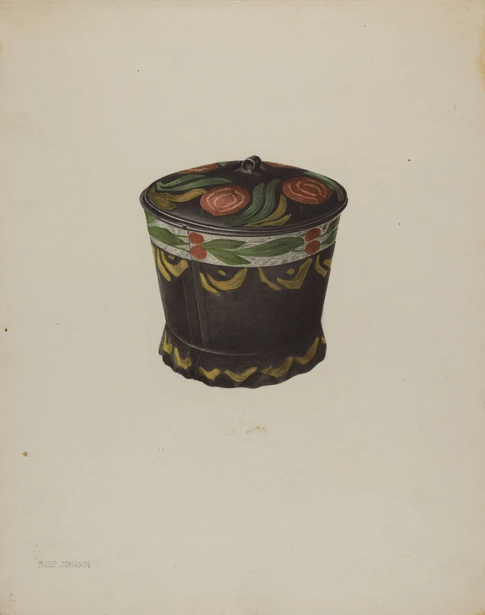 Toleware Sugar Bowl by Philip Johnson, index of american design, 1938