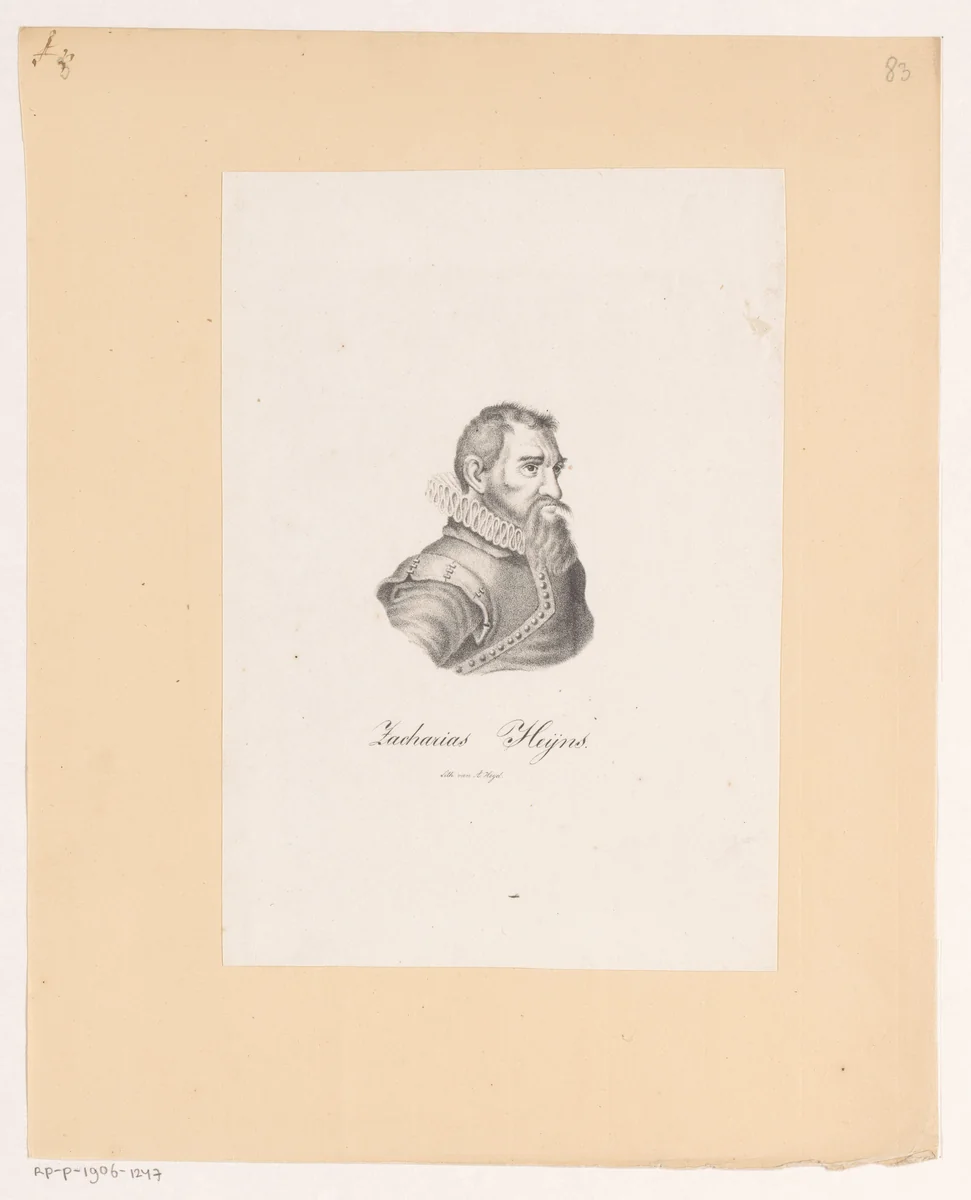 Portret van Zacharias Heyns by A. Heyd, print, 1827-1828