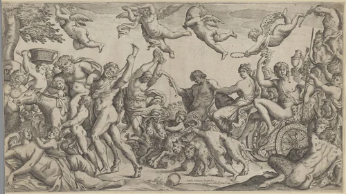 Triomf van Bacchus en Ariadne by anonymous, print, 1600-1699