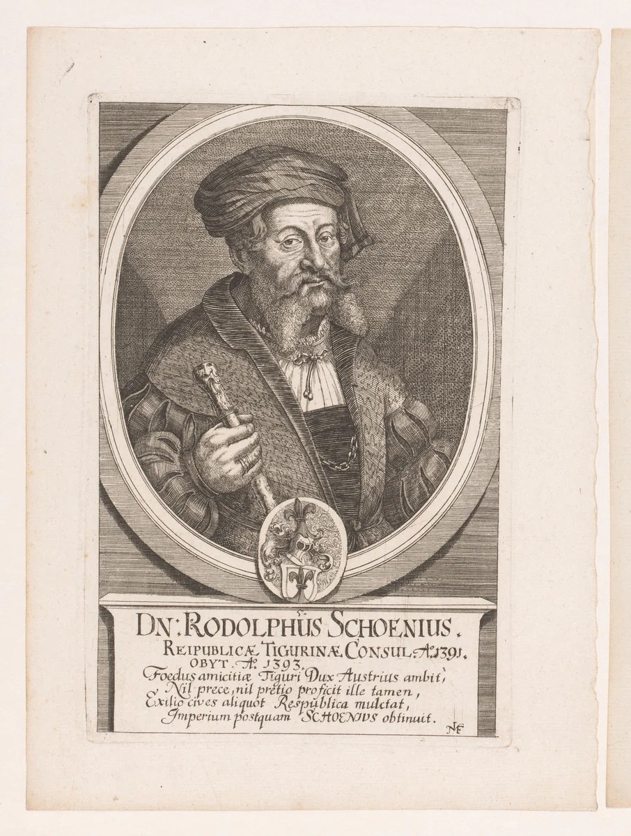 Portret van Rodolphus Schoenius by Johannes Meyer, print, 1665-1712