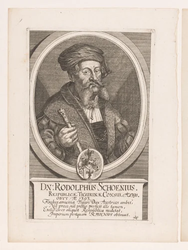 Portret van Rodolphus Schoenius by Johannes Meyer, print, 1665-1712