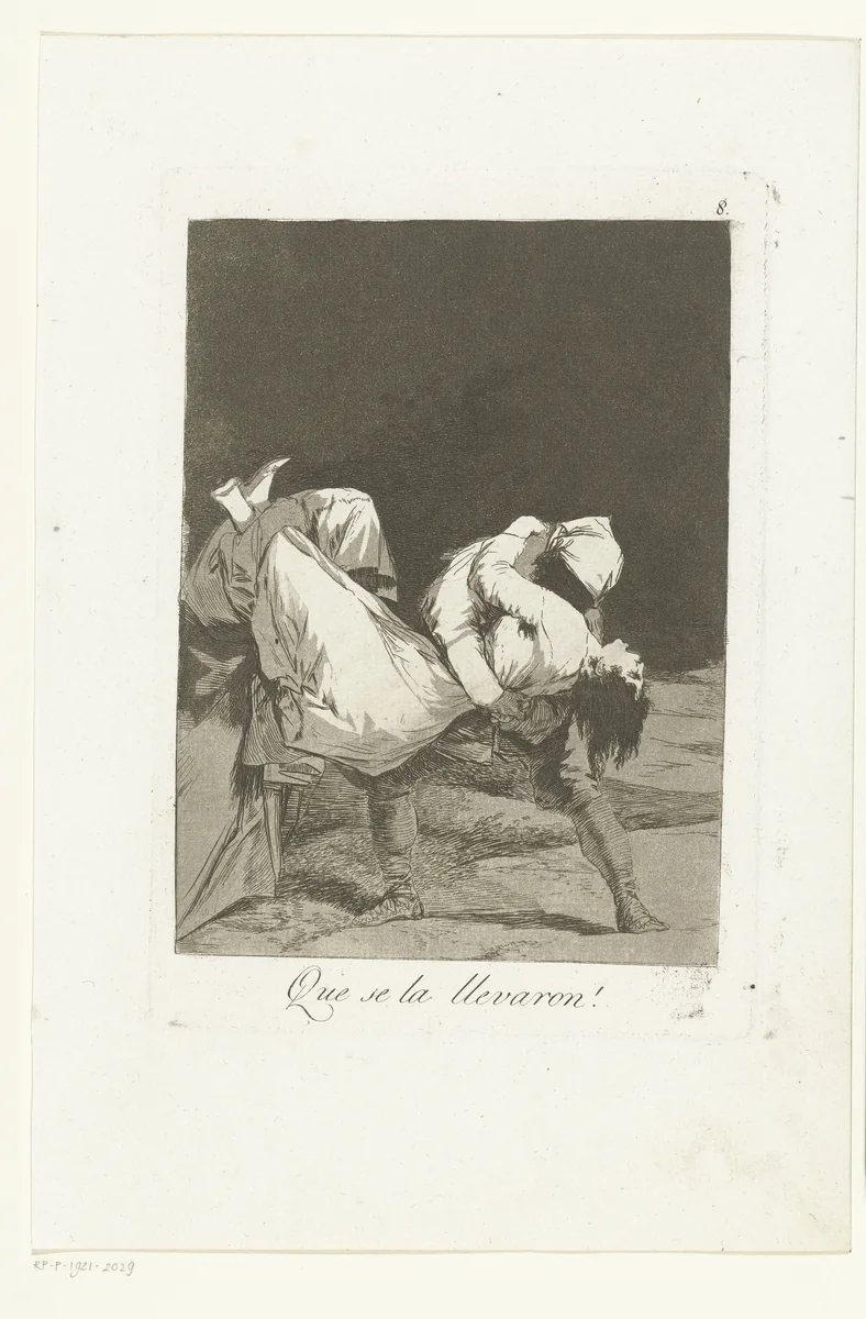 Ze droegen haar weg by Francisco de Goya, print, 1797-1799