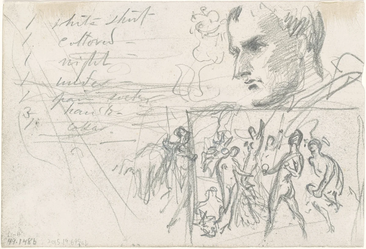 Napoleonic Head and Judgment of Paris [verso] by John Singer Sargent, drawing, 1871-1872