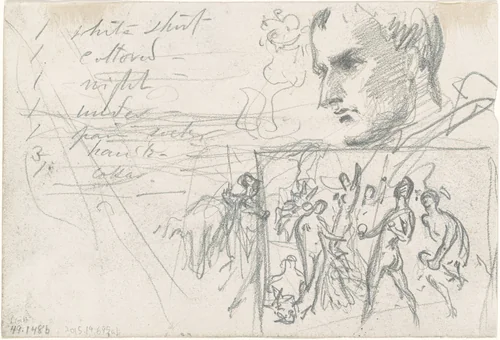 Napoleonic Head and Judgment of Paris [verso] by John Singer Sargent, drawing, 1871-1872
