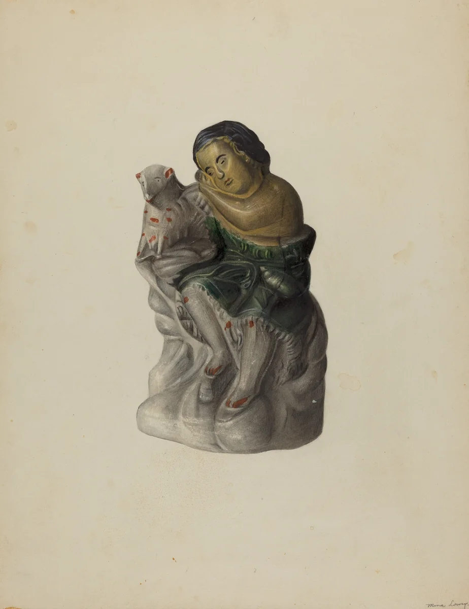 Pa. German Chalkware Mary and Her Lamb by Mina Lowry, index of american design, 1939