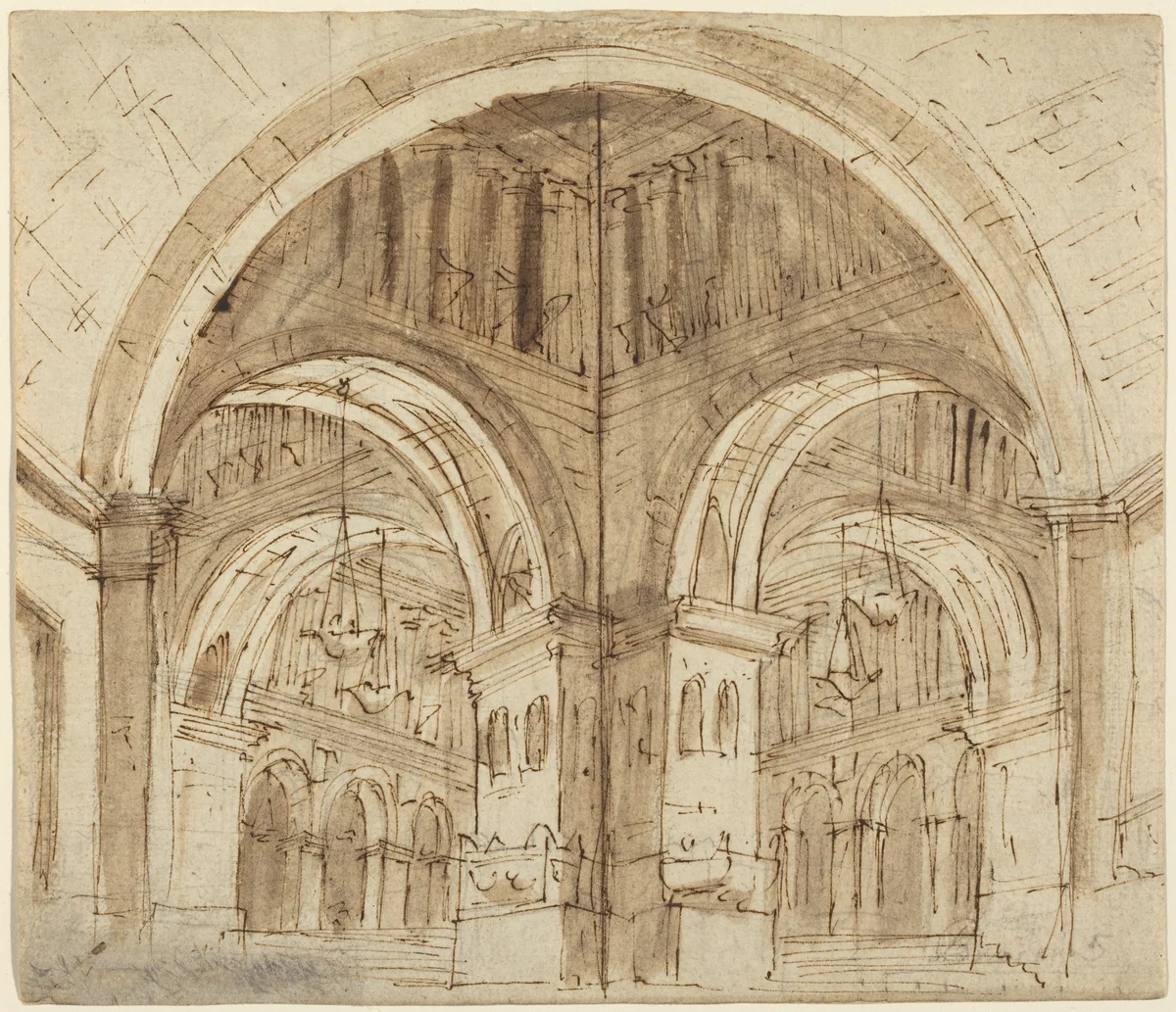Design for a Vaulted Hall by Lorenzo Sacchetti, drawing, 1759-1834
