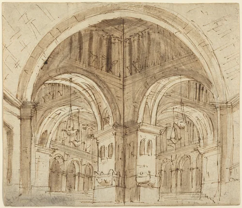 Design for a Vaulted Hall by Lorenzo Sacchetti, drawing, 1759-1834
