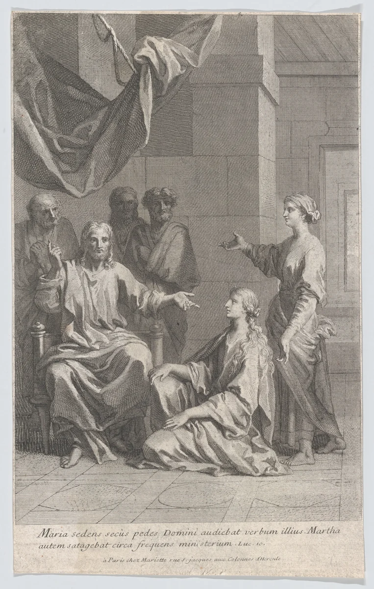Christ in the House of Martha and Mary by anonymous, print, 1700-1800