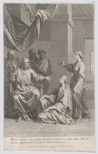 Christ in the House of Martha and Mary by anonymous, print, 1700-1800
