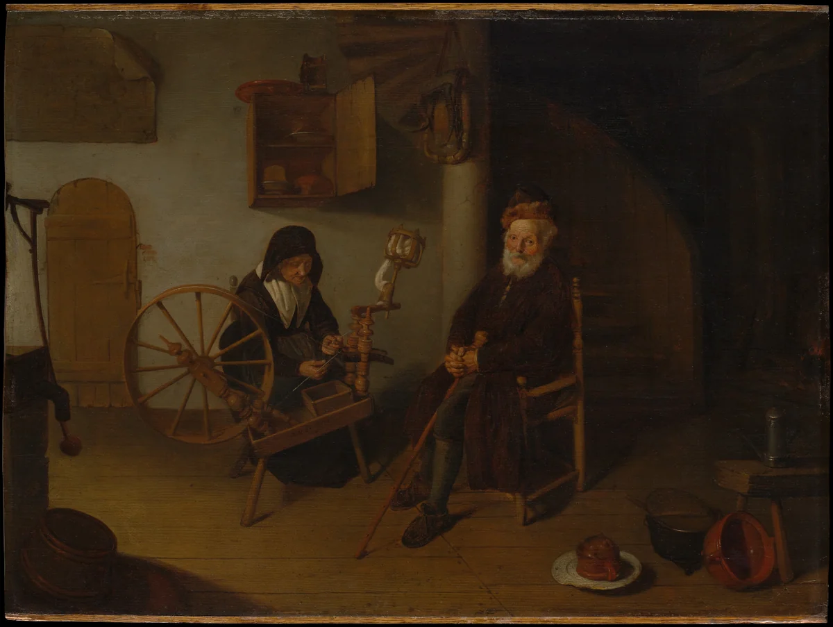 The Spinner by Quirijn van Brekelenkam, painting, 1653