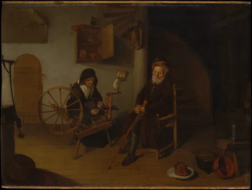 The Spinner by Quirijn van Brekelenkam, painting, 1653