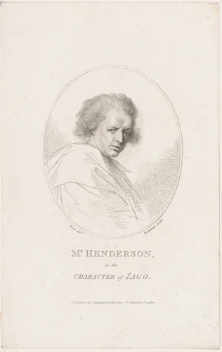 John Henderson, in the Character of Iago (Shakespeare's Othello) by Francesco Bartolozzi, print, 1786
