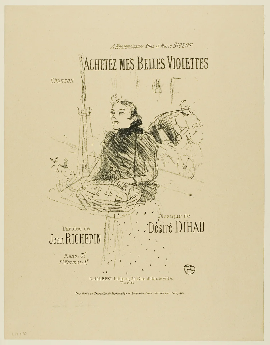 Buy my Pretty Violets, from Mélodies de Désiré Dihau by Henri de Toulouse-Lautrec, print, 1895