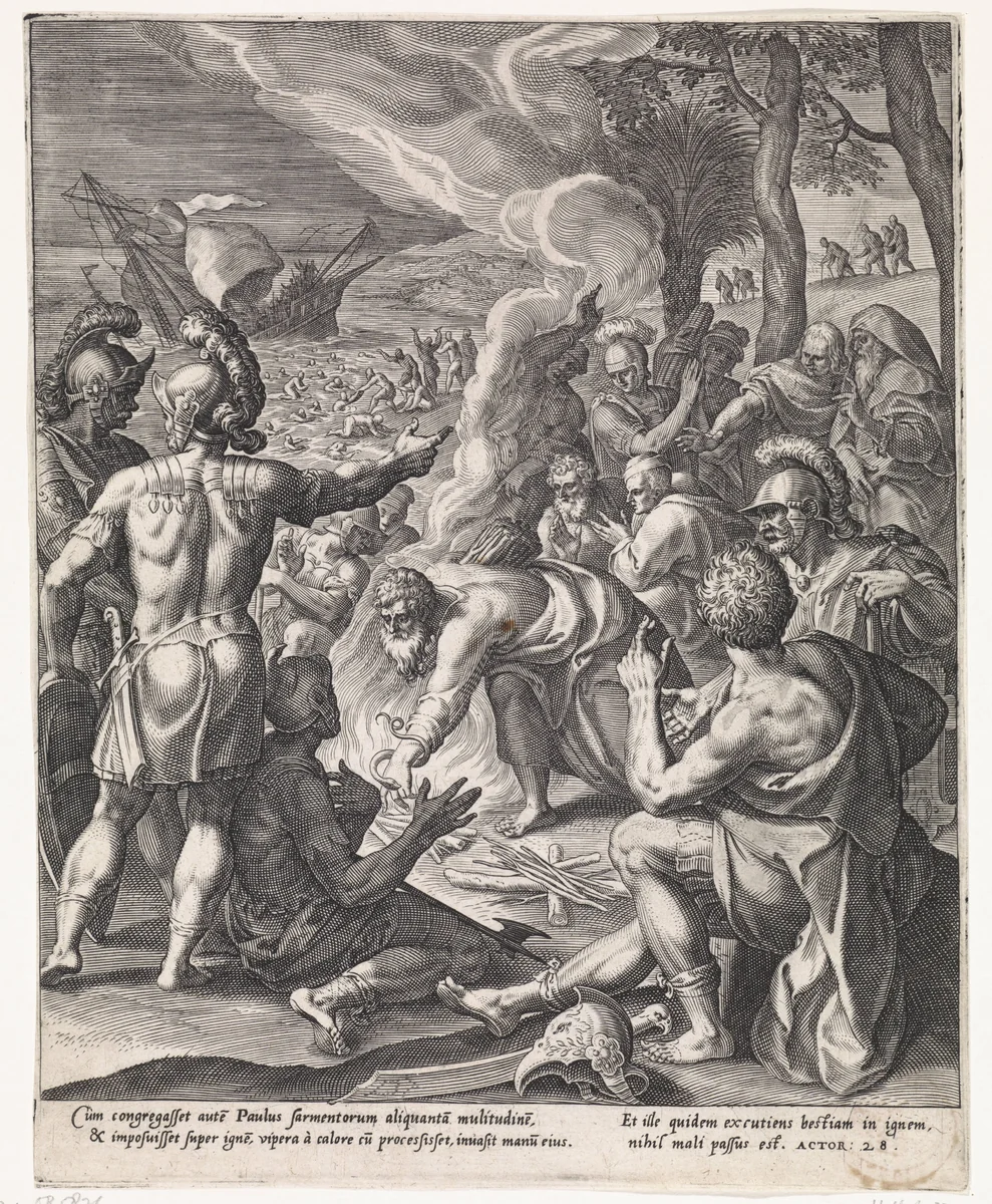 Paulus op Malta by Johann Sadeler, print, 1580-1581