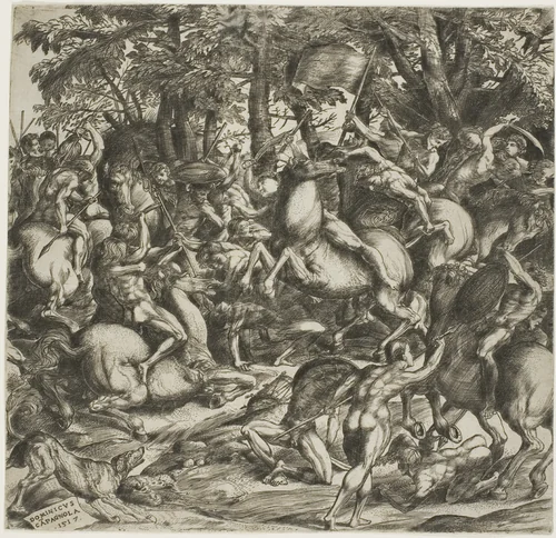 Battle of the Naked Men by Domenico Campagnola, print, 1517