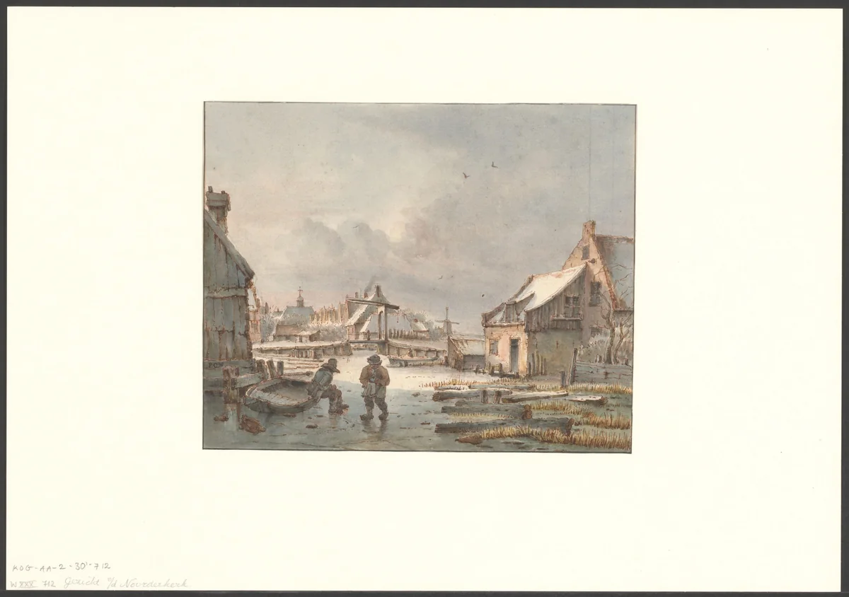 Gezicht op de Singelgracht in de winter by George Pieter Westenberg, drawing, 1801-1873