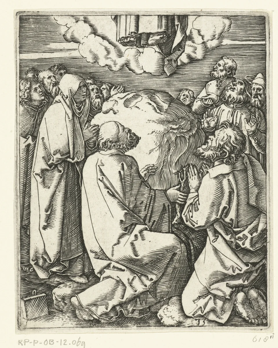 Hemelvaart van Christus in aanwezigheid van Maria en apostelen by Unknown, print, 1510-1515