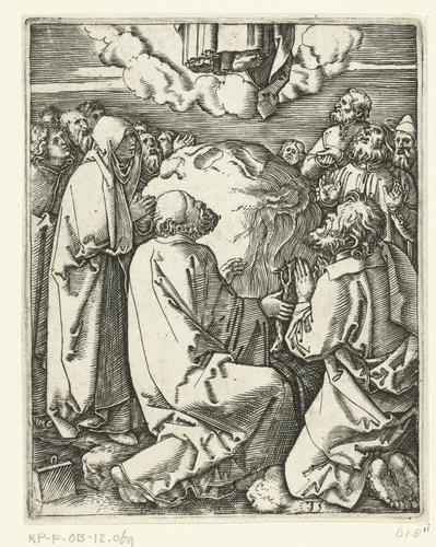 Hemelvaart van Christus in aanwezigheid van Maria en apostelen by Unknown, print, 1510-1515